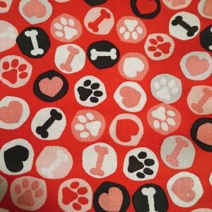 Festive Red Pet-Themed Fabric Cotton Fat Quarters Set Of 3